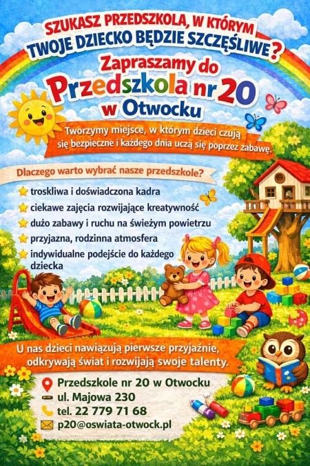 Zapraszamy do Przedszkola nr 20 w Otwocku