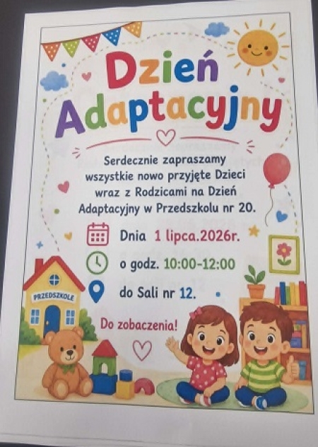Zaproszenie na Dzień Adaptacyjny 